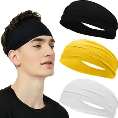 ３枚セット 男女兼用 軽量 薄型 幅広 通気性 伸縮性 吸汗速乾 バンダナ汗止め ヘアターバン ヘッドバンド レディース メンズ ヘアバンド