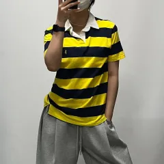 ポロ ラルフローレン ボーダー柄 ポロシャツ 꿀벌 ネイビー イエロー L 060905