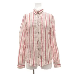 マックスマーラ ウィークエンドライン MAX MARA WEEKEND LINE シャツ ブラウス 麻 リネン S 白 ホワイト 赤 レッド ストライプ柄 レギュラーカラー 長袖 /NU ■ECG004のサムネイル