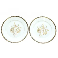 ティファニー TIFFANY & CO. ハンプトン HAMPTON 皿 プレート 食器 2枚セット 花柄 ロゴ 白 ホワイト ゴールド色 /XZ ■GY11のサムネイル