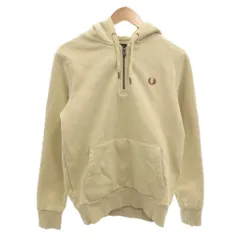 フレッドペリー FRED PERRY プルオーバーパーカー ハーフジップ フーディ 長袖 ロゴ 裏起毛 S ベージュ /FF