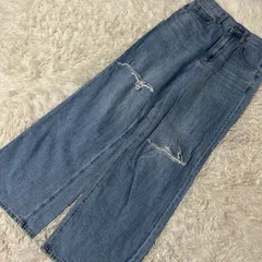 GU ダメージジーンズ ブルー M カジュアル 肌見せ 着回し オシャレ