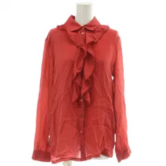 マックスマーラ ウィークエンドライン MAX MARA WEEKEND LINE シャツ ブラウス 絹 シルク S 赤 レッド フリル 長袖 15-95-60143 /GG ■ECC002のサムネイル