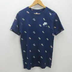 g■ナイキ/NIKE TEE Tシャツ/シューズ柄 コットン 847579【L】紺/men's/64【中古】■
