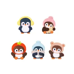 アイロンワッペン 動物 ベルクロ ワッペン アイロン アップリケ おしゃれ 刺繍 (ぬいぐるみペンギン 5点 セット)