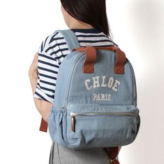美品✨Chloe クロエ デニム リュック バックパック ロゴ 近年モデル
