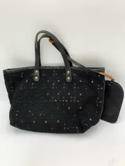 DELLE COSE デレ コーゼ 革レース地コンビハンド トート バッグ 黒 ■■ レディース