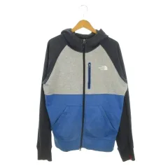 ザノースフェイス THE NORTH FACE パーカー アウトドアウエア XL 紺 グレー 青 長袖 フルジップ 切り替えデザイン /MN22 ■GY99