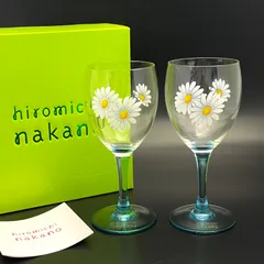 ◼︎未使用保管品◼︎ 【hiromichi nakano（ヒロミチ・ナカノ）】 マーガレット柄　ワイングラスペア