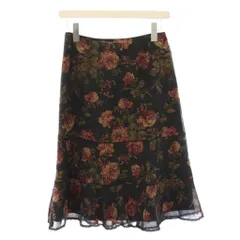 レストローズ L'EST ROSE フレアスカート ミモレ ロング レース 総柄 花柄 ウール混 マルチカラー /BB ■ECC001