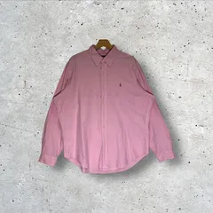90's vintage 90年代 ヴィンテージ Ralph Lauren ラルフローレン CLASSIC FIT ポニー刺繡 長袖シャツ ボタンダウン ワンポイント刺繍 オーバーサイズ フィリピン製 XLサイズ ピンク