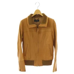 マカフィー MACPHEE トゥモローランド ジャケット ニット ラムレザー 切替 ジップアップ 38 ブラウン /HK ■GY06