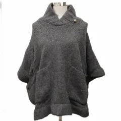 ランバンオンブルー LANVIN en Bleu タグ付き ニットポンチョ ケープ マント セーター ローゲージ ウール 38 グレー 8312-6329-0 ■IBO91
