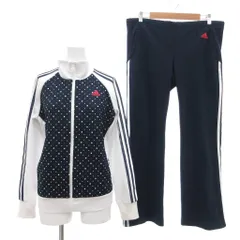 アディダス adidas セットアップ ジャケット パンツ S 紺 ネイビー 白 ホワイト ドット柄 長袖 スタンドカラー /SX