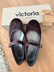 ヴィクトリア オーダー メリージェーン ツアーベルベット シューズ ブラウン 235 新品