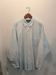 90s　Ralph Lauren　ラルフローレン　シャツ　The Big Oxford　オックスフォード　ボタンダウン　裾ポニー　ブルー　キャンディストライプ