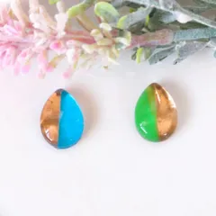 no.591 レジン　しずく型　バイカラー　ゴールド　ピアス　イヤリング　ハンドメイド