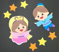 7月　七夕壁面飾り②⭐︎織姫⭐︎彦星⭐︎大！！！のサムネイル