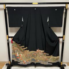 黒留袖【高野富夫】本場加賀友禅 正絹 比翼付 袷着物 山風景文 礼装 