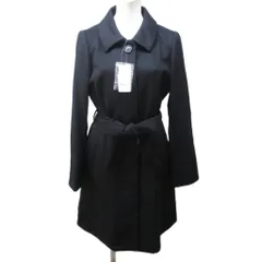 元町ゼラール MOTOMACHI Zelal カシミヤ ステンカラーコート メルトンジャケット ロング ベルト 9AR 約M 黒 ブラック ■GY99 0407