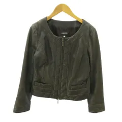 ジャスグリッティー JUSGLITTY レザージャケット ブルゾン ノーカラー ジップアップ ショート丈 2 茶 ブラウン 0910 ■YHS3のサムネイル