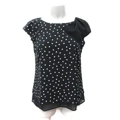 ジャスグリッティー JUSGLITTY シフォンブラウス プルオーバー フレンチスリーブ ドット 黒 ブラック /YI