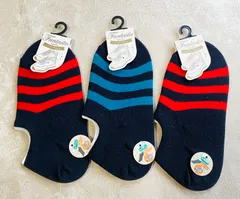 【新品】【送料込み】【２３～２５】ボーダー柄ショートソックス３足セット