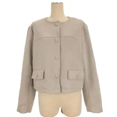 ザラ ZARA フェイクスエード ノーカラー ジャケット グレー M 260116E