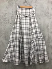 OLIVE des OLIVE オリーブ デ オリーブ ベルト付 チェック ロング フレア スカート sizeF/オフホワイト系 ■◇ レディース
