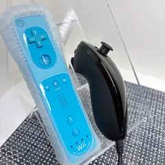【フルメンテナンス】Wii WiiU リモコンプラス ジャケット付き ヌンチャクセット ブルー 青色 ブラック 黒色 b