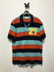 LACOSTE メンズ ストライプ 半袖ポロシャツ