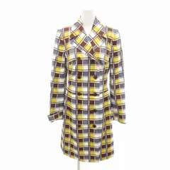 ビーシービージーマックスアズリア BCBGMAXAZRIA 美品 コート スプリング ダブル チェック柄 ロング丈 USA製 2 マルチカラー /HO ☆AA★のサムネイル