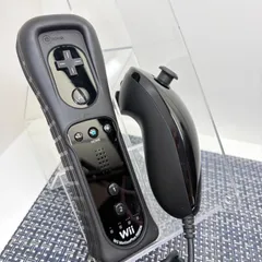 【フルメンテナンス】Wii WiiU リモコンプラス ジャケット付き ヌンチャクセット ブラック 黒色 a