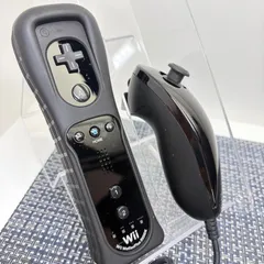 【フルメンテナンス】Wii WiiU リモコンプラス ジャケット付き ヌンチャクセット ブラック 黒色 b