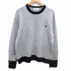 ユーエスポロアッスン U.S. POLO ASSN. ニット セーター ロゴ刺しゅう 長袖 M グレー 紺 ネイビー /YK