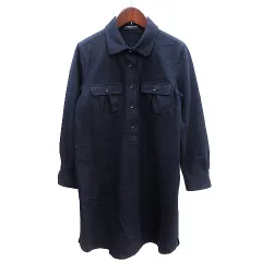 トゥモローランドコレクション TOMORROWLAND collection シャツワンピース ひざ丈 ウール 38 M 紺 ネイビー /AU