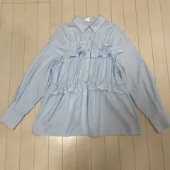LAKOLE ストライプ フリルブラウス Lサイズ ゆったりシルエット 体型カバー ラコレ