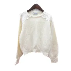 ルレーヴヴァニレ le reve vaniller ニット セーター レース 長袖 M 白 アイボリー /MN
