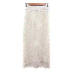 ナチュラルクチュール natural couture タイトスカート ニット マキシ ロング ラメ 白 アイボリー /MN
