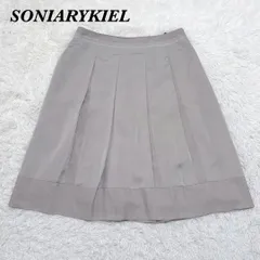 【美品】 SONIA RYKIEL ミモレ丈スカート 48 グレージュのサムネイル