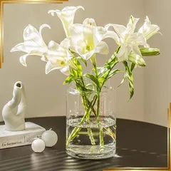 【新品】 YHOMBES ガラス 花瓶 大 おしゃれ フラワーベース 大きめ 透明 花器 水栽培 生け花 造花 おしゃれ シンプル インテリア 花瓶 オシャレ (クリア 大(高さ:23cm)) 0