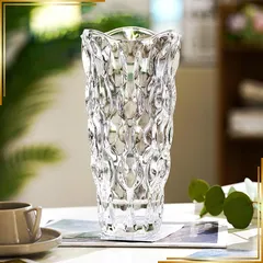 【新品】 YHOMBES フラワーベース ガラス 花瓶 大きい おしゃれ 透明 広口 花器 北欧 インテリア (クリア-30cm) 0