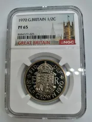 NGC PF65 1970年 イギリス 1/2 (ハーフ) クラウン プルーフ NGC PF65 1970年 イギリス 1/2 (ハーフ) クラウン プルーフコイン
