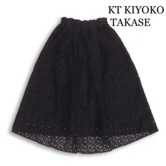KT KIYOKO TAKASE ケーティー キヨコタカセ 春夏★ リネン 総レース ロング スカート 日本製 Sz.11 レディース 黒