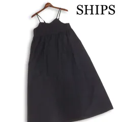 SHIPS シップス 春夏★ ロング シアサッカー 総裏 キャミソール ワンピース Sz.F レディース 黒のサムネイル