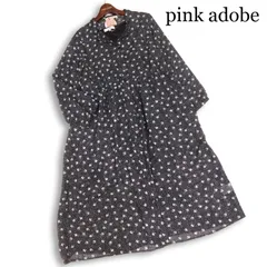 【新品 未使用】 pink adobe ピンクアドベ 春夏★ ロング 小花柄 シフォン ワンピース Sz.L レディース 黒のサムネイル