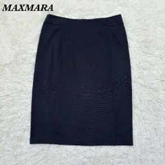 【美品】 MAX MARA ひざ丈ストレッチ素材タイトスカート L ブラック