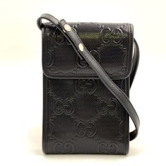 u21【極美品】グッチ GGエンボス ブラック レザーショルダーバッグ近年 