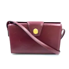 CELINE ヴィンテージ レザー ボルドー ショルダーバッグ ゴールド