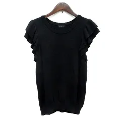 アパートバイローリーズ apart by lowrys ニット カットソー 半袖 フリル M 黒 ブラック /MN